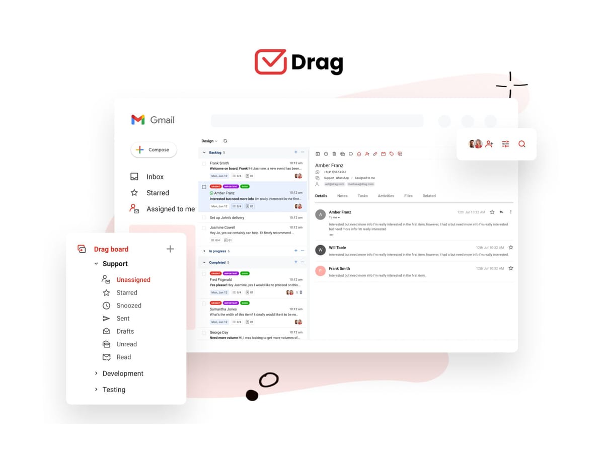 Drag — AI інструмент для впорядкування Gmail за допомогою канбан дошки