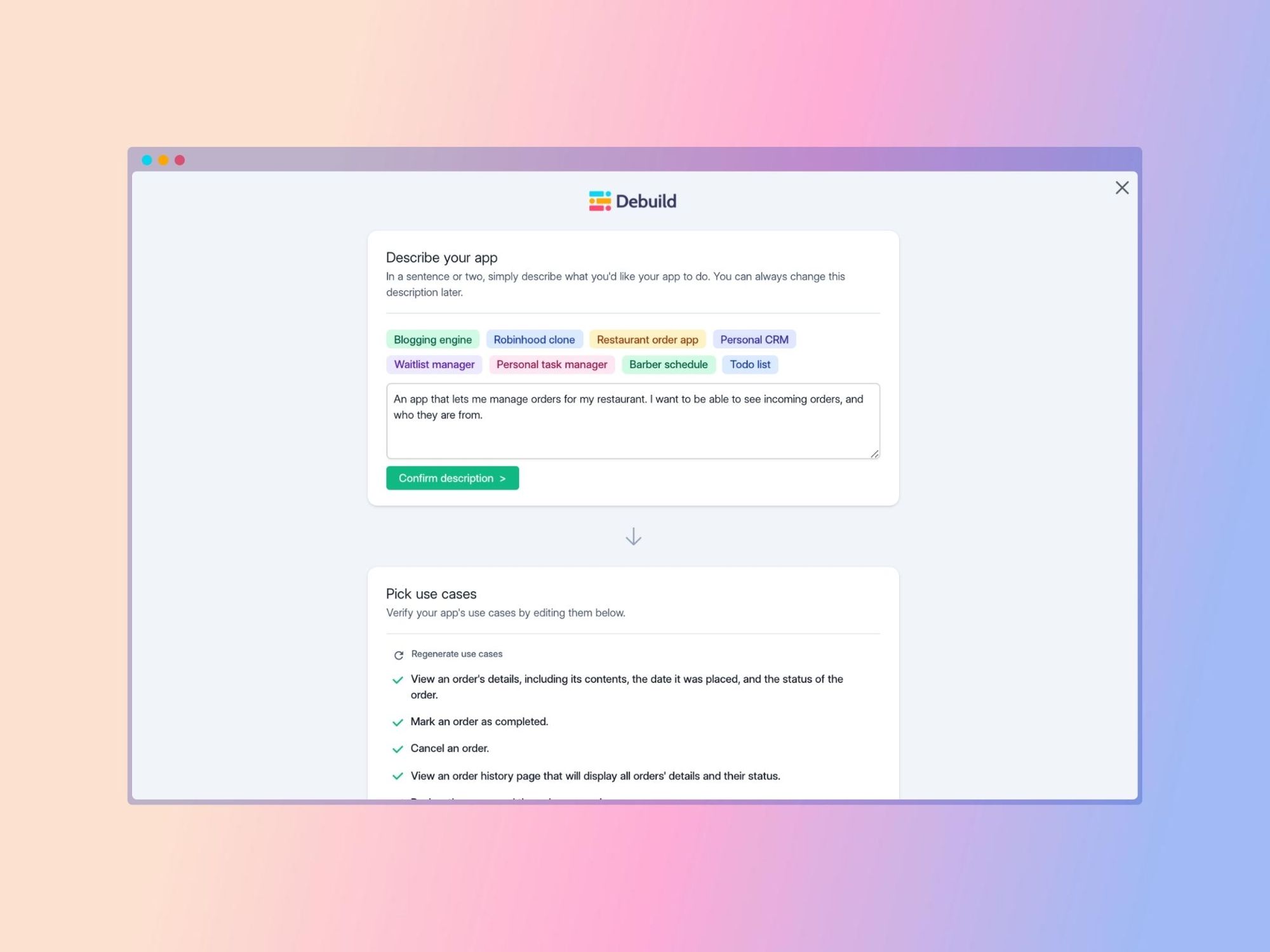 Debuild — AI інструмент для генерації коду та інтерфейсу додатка