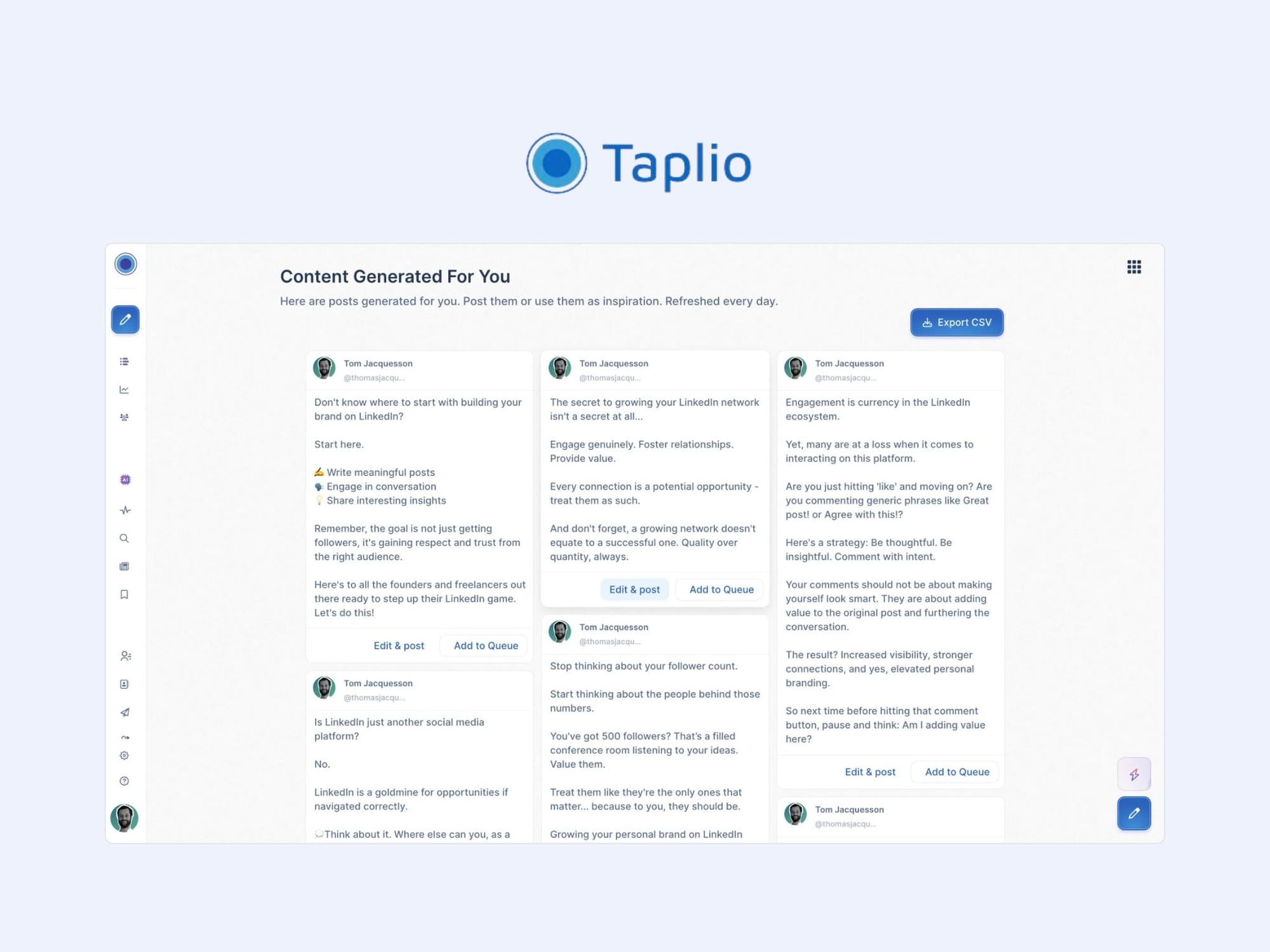 Taplio — AI інструмент для генерації контенту для LinkedIn