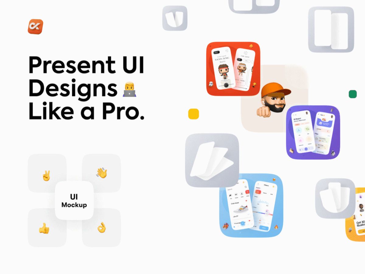 UI Mockup Kit - мокапы для Dribbble и Behance