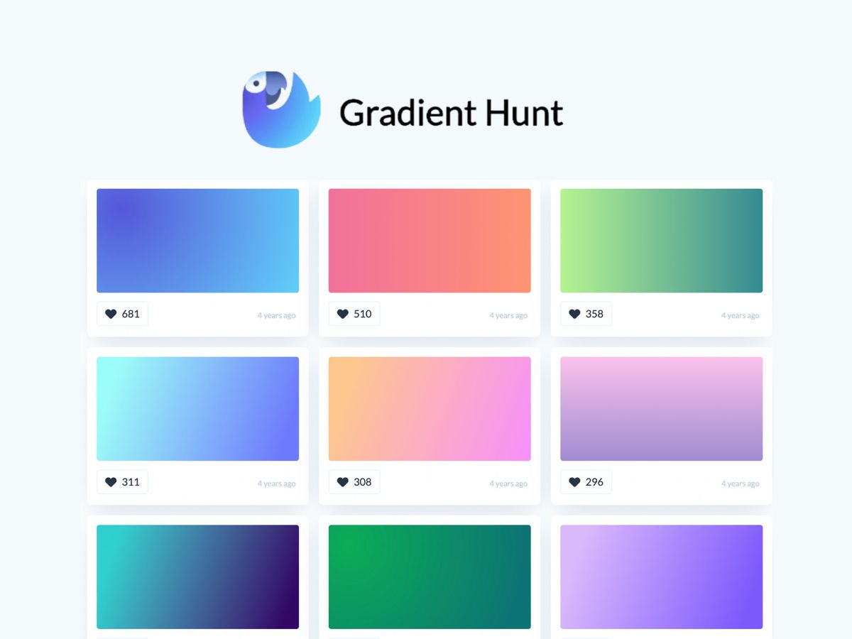 Gradient Hunt — безкоштовний каталог з 1000+ градієнтів ручної роботи