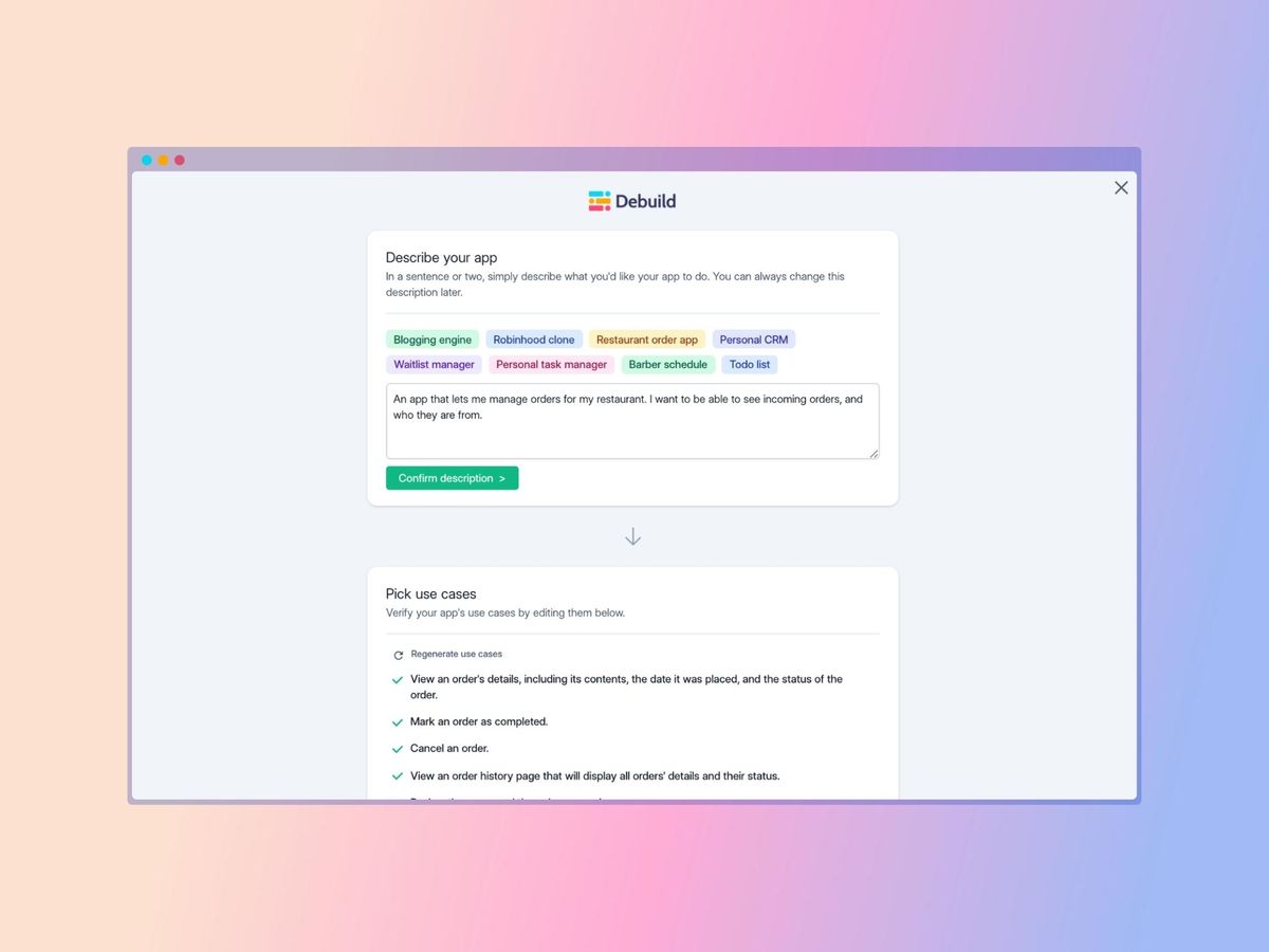 Debuild — AI інструмент для генерації коду та інтерфейсу додатка