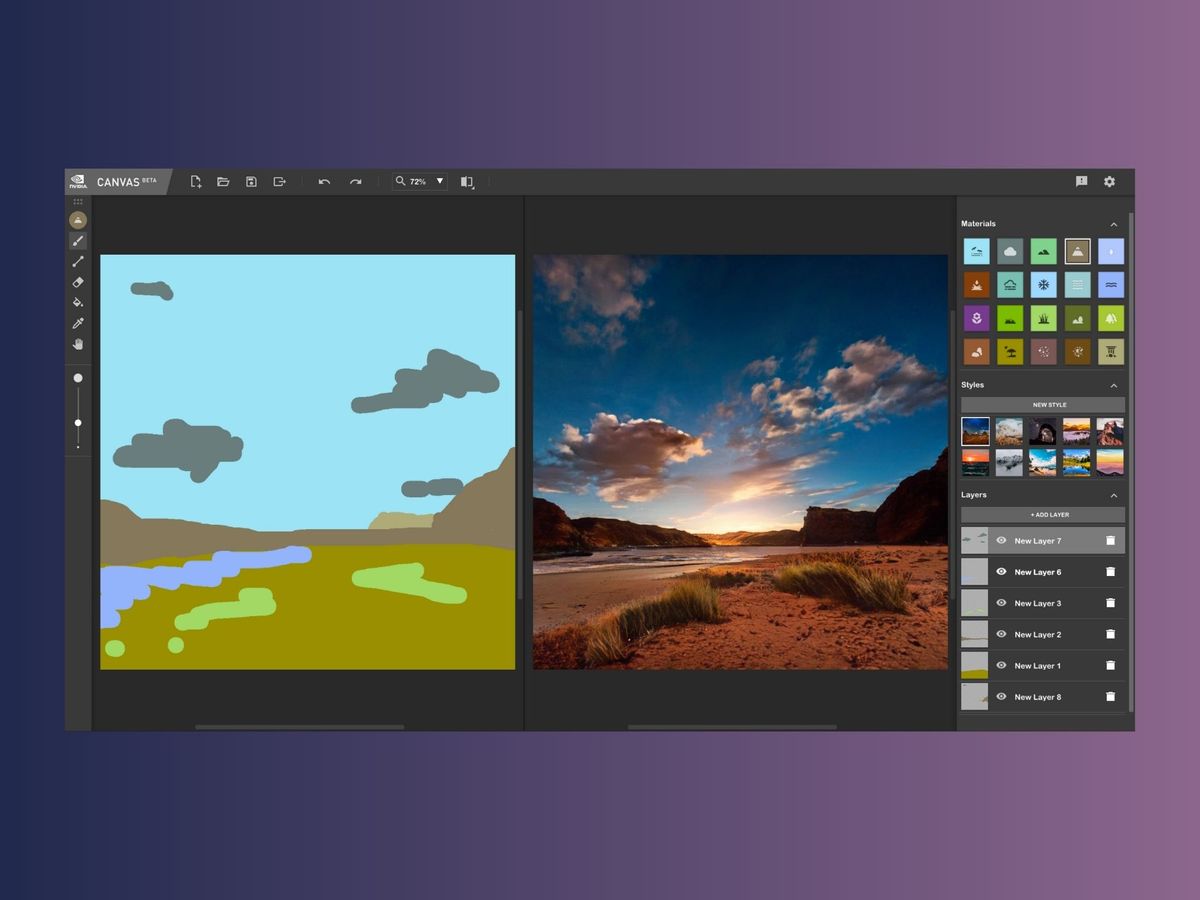 Nvidia Canvas — як перетворити мальований ескіз у реальне пейзажне фото