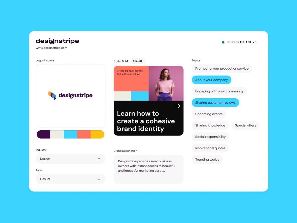 Designstripe — AI інструмент для розробки айдентики бренду у соціальних мережах