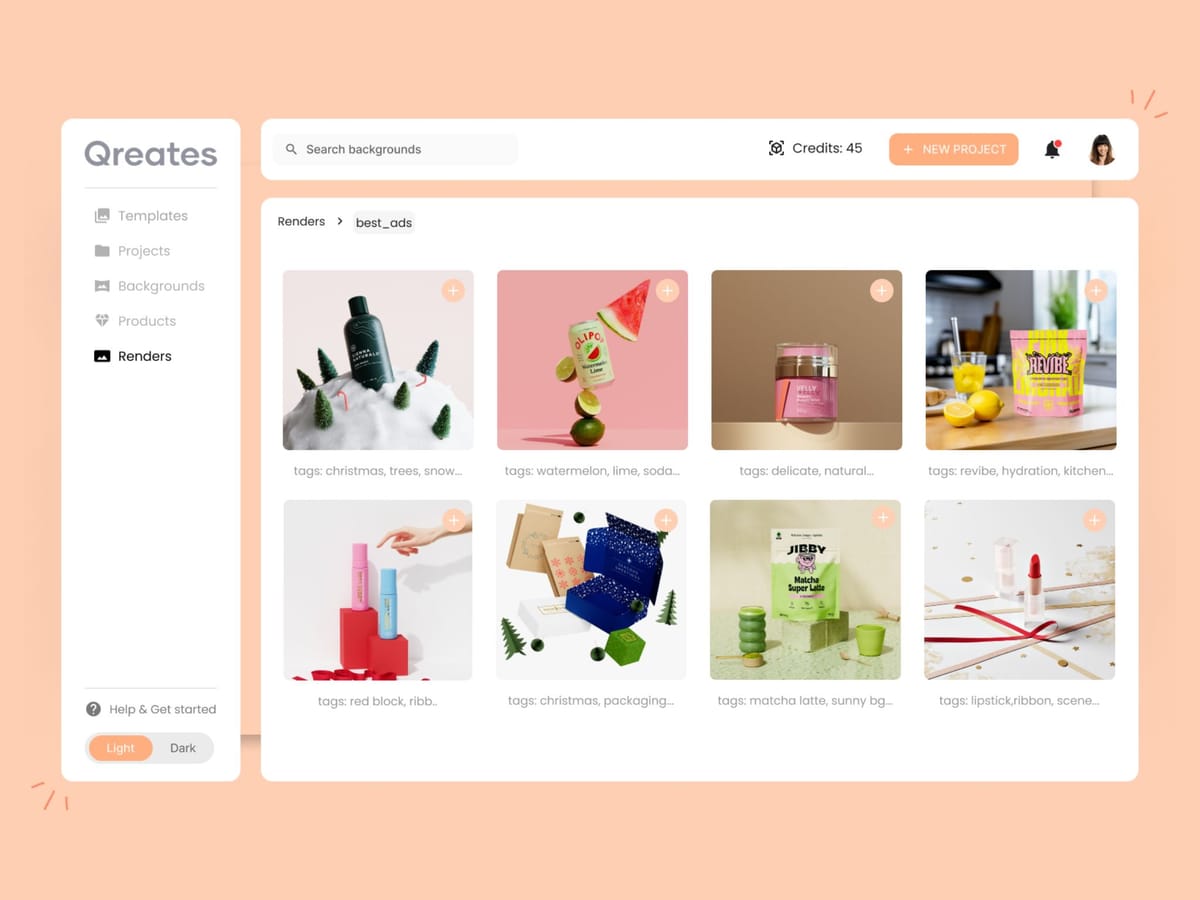 Qreates — платформа для створення мокапів з фото продуктів