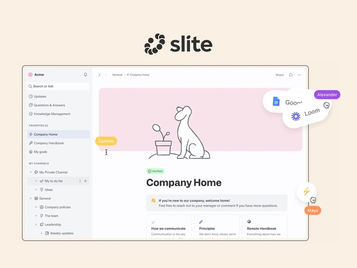 Slite — колаборативний воркспейс з великим вибором шаблонів