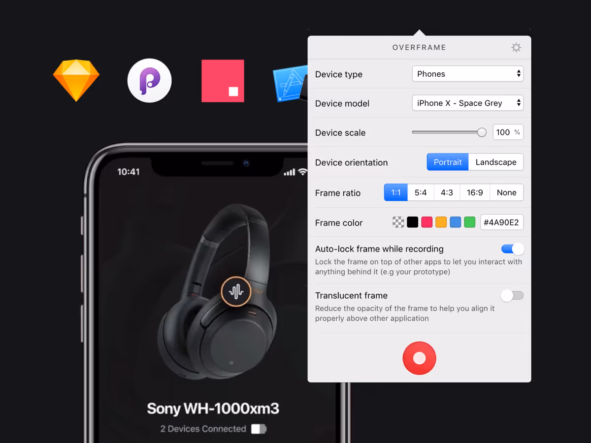 Overframe - инструмент для записи видео прототипов Основне зображення