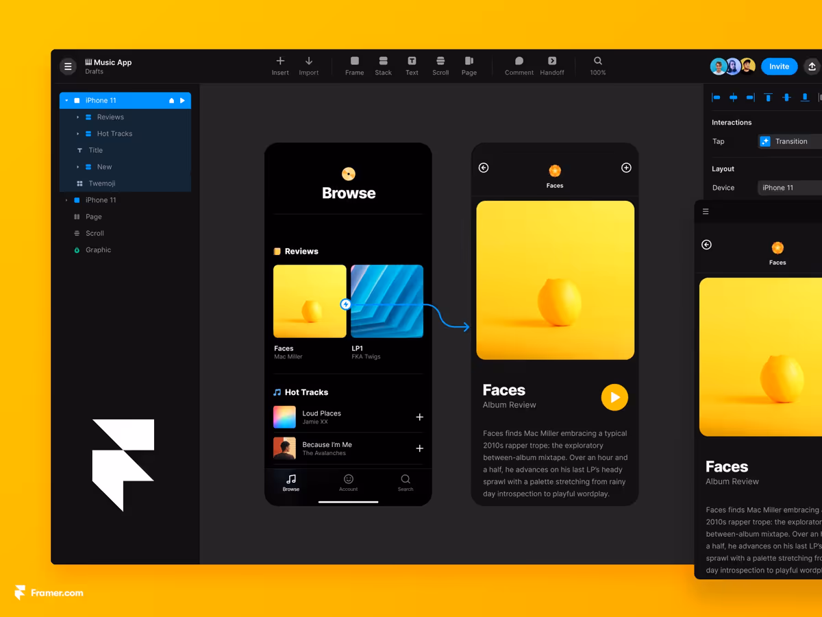 Framer — бесплатный инструмент для создания интерактивных прототипов Основне зображення