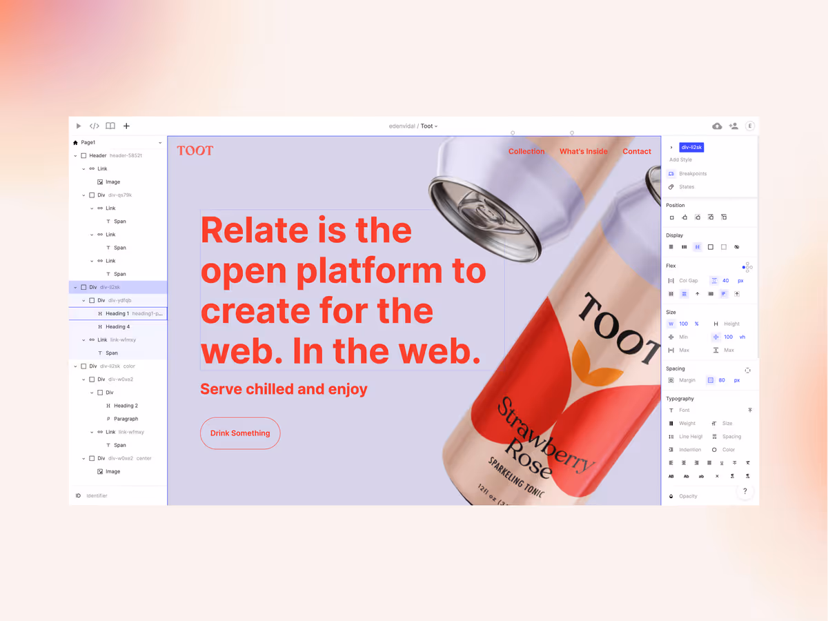 Relate - визуальный веб-редактор. Основне зображення