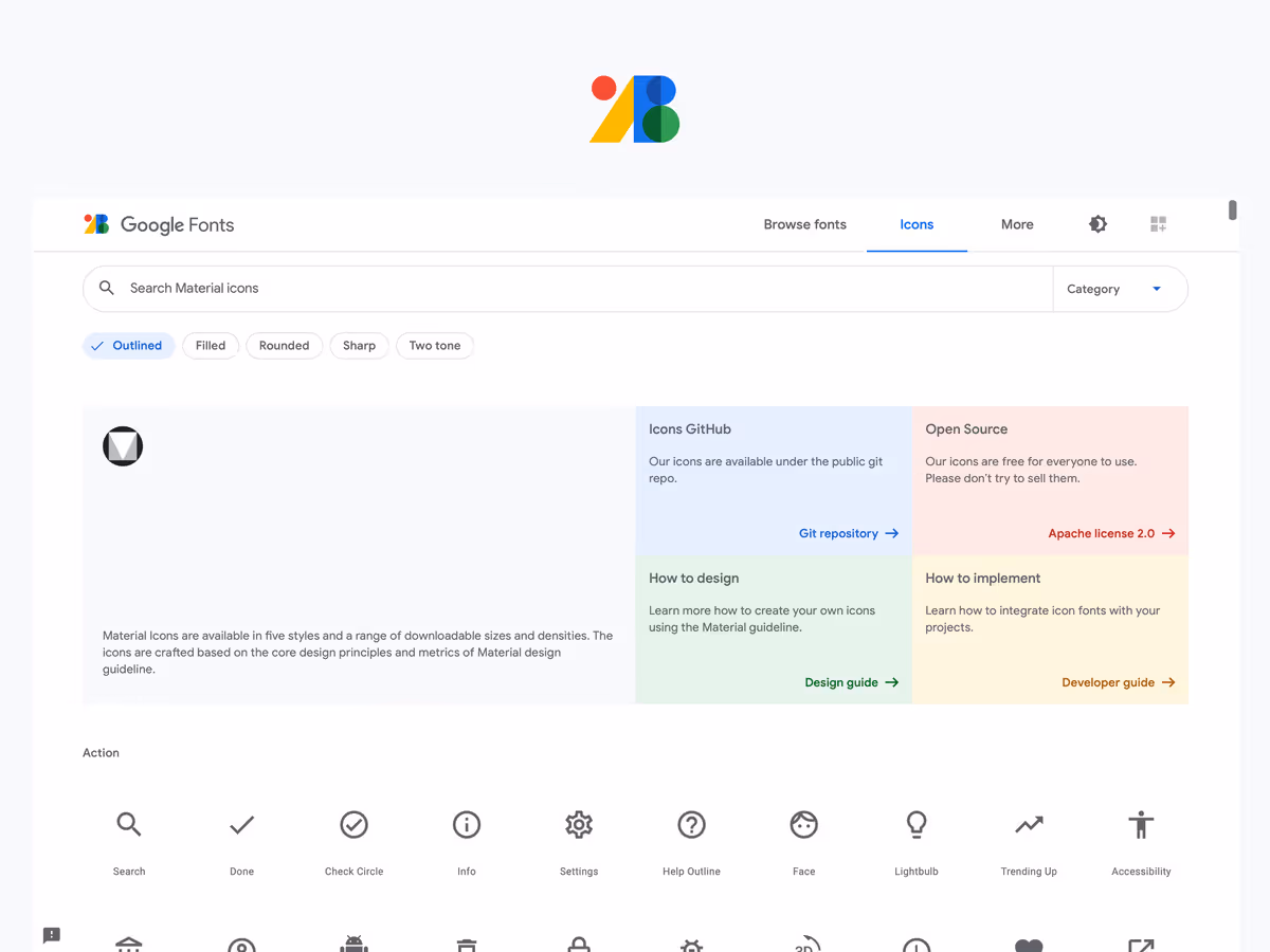 Google Fonts иконки Основне зображення