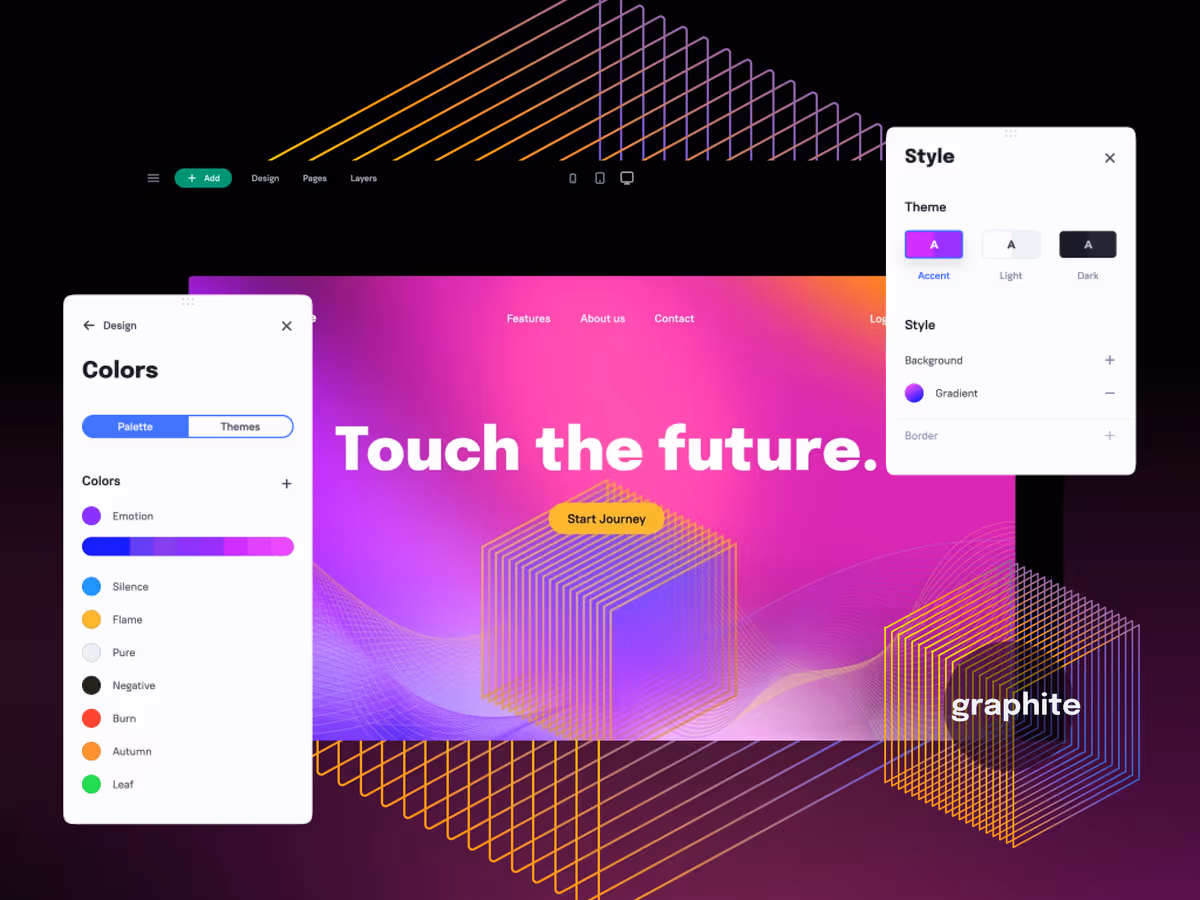 Graphite - cоздавайте веб-сайты, как в графическом редакторе. Основне зображення