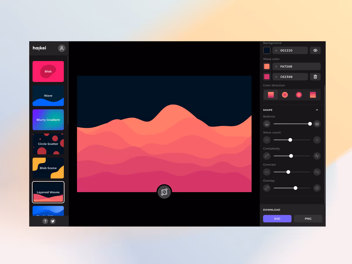 Haikei - генератор SVG графики Основне зображення