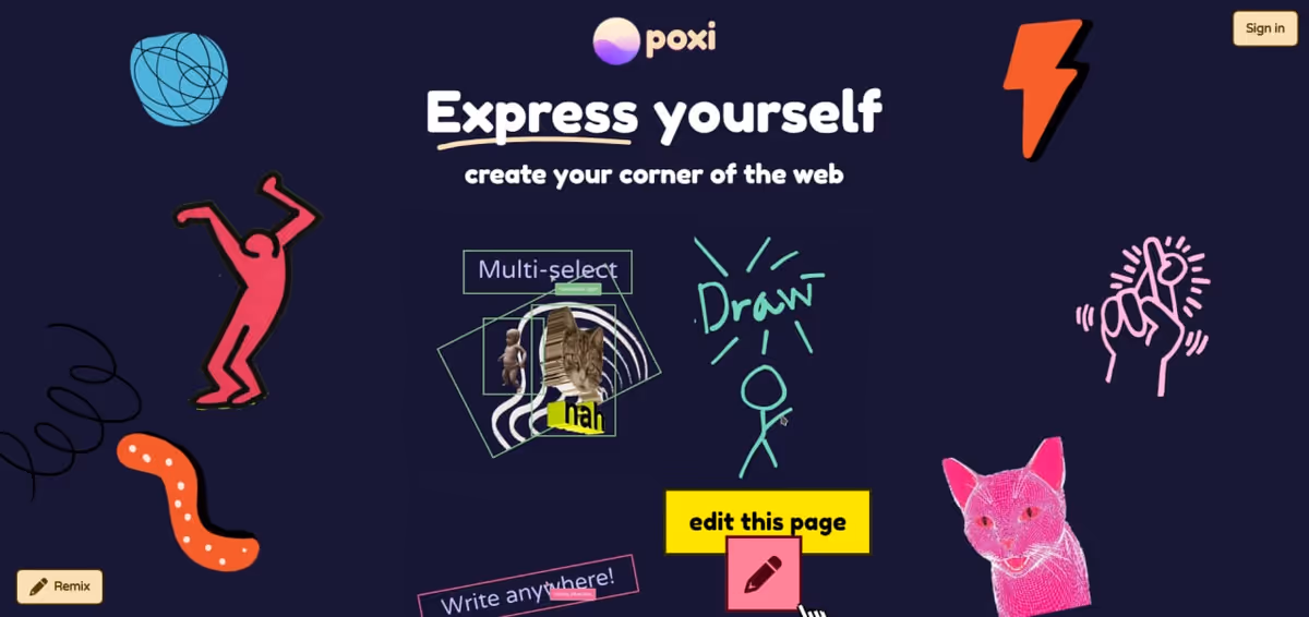 Poxi.pages - конструктор вебсайтів у стилі бруталізм Основне зображення