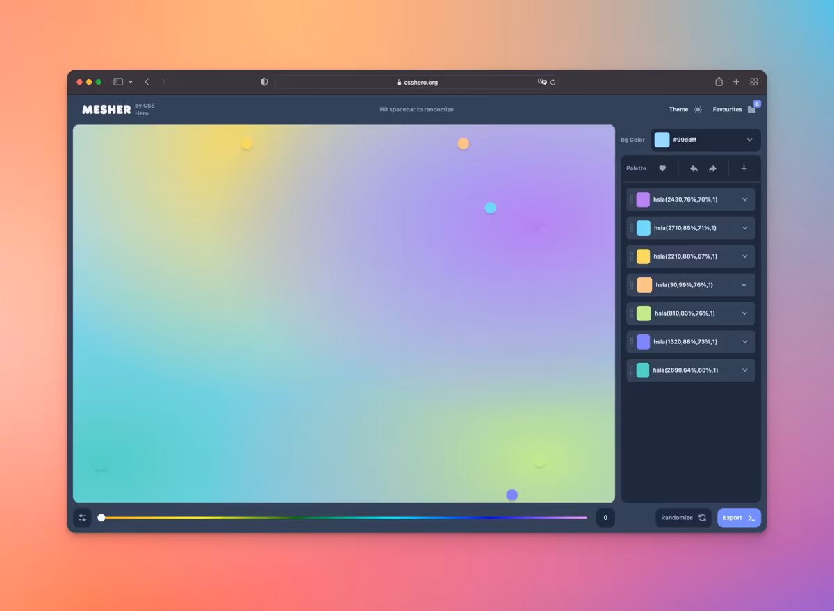 Mesher — CSS генератор градієнтів Основне зображення