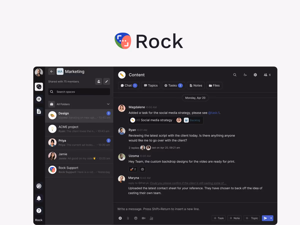 Rock — платформа для керування проєктами та управління командами Основне зображення