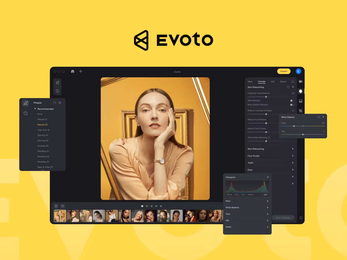 Evoto — AI інструмент для ретушування фотографій Основне зображення