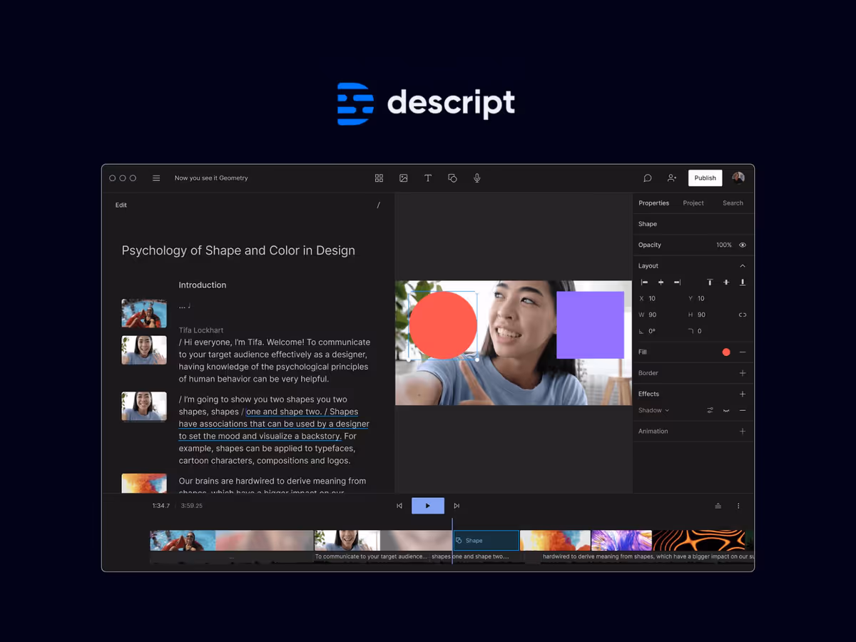 Descript - AI інструмент для монтажу роликів для соціальних мереж та відеокурсів Основне зображення