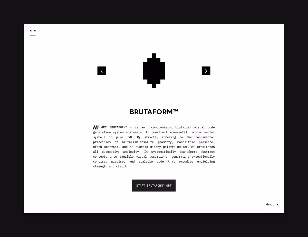 BRUTAFORM™ — Новий AI-генератор SVG логотипів та ідентичності з бруталістичним відтінком Основне зображення