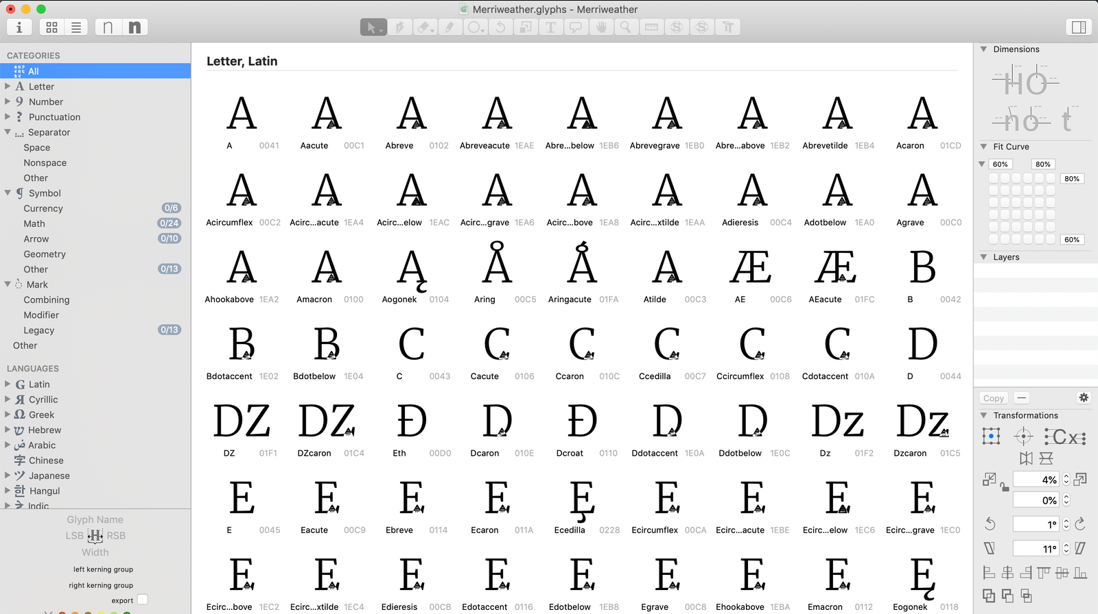Glyphs 3 редактор шрифтов для Mac скачать бесплатно