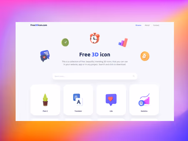 Free3dicon - бесплатные 3D иконки Основне зображення