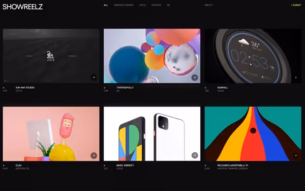 Showreelz - креативна бібліотека дизайнерських відеороликів Основне зображення