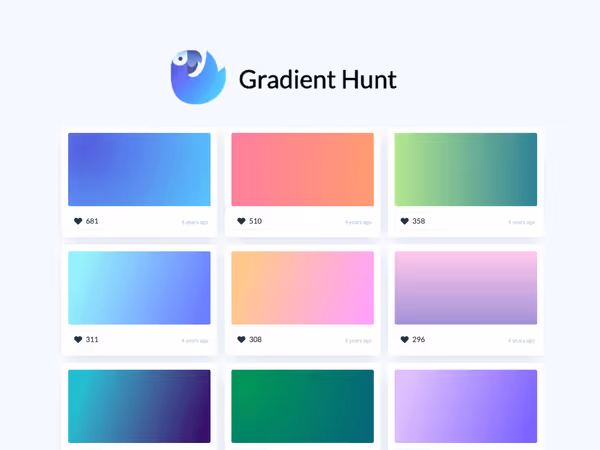 Gradient Hunt — безкоштовний каталог з 1000+ градієнтів ручної роботи Основне зображення