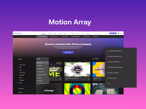Motion Array — пресети, плагіни та шаблони для Adobe After Effects та Premier Pro Основне зображення