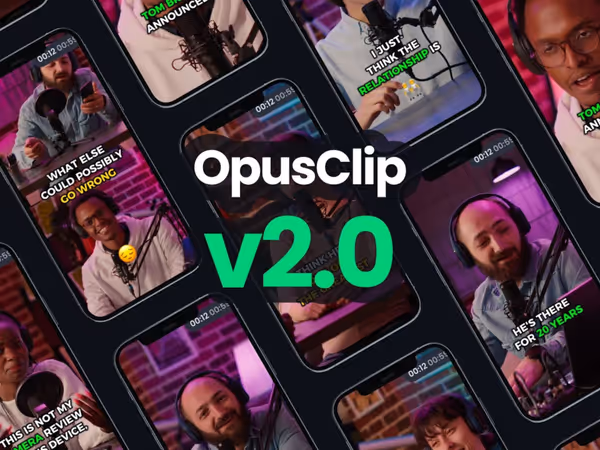 OpusClip — AI відео редактор для TikTok, YouTube Shorts та Instagram Reels Основне зображення